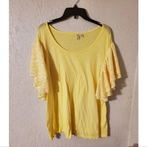 EUC Cato Yellow Ruffle Sleeve Top